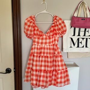 Charcoal Boutique Orange Gingham Dress